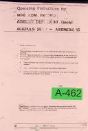 Agie-Agie DEM 15-25 LD, Wire EDM Operations Installation Programming Manual 1977-DEM 15-25 LD-01